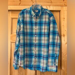 Tailored by J.Crew Button Down Summer Plaid Shirt Mens XL Cotton